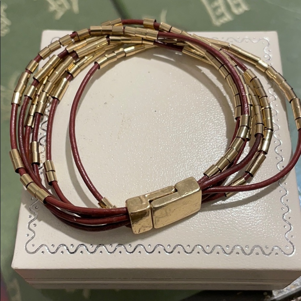 Magnetic closure brown and gold bracelet